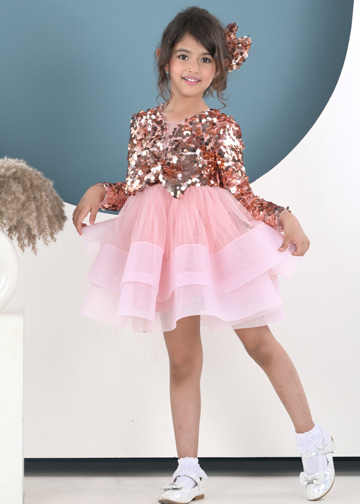 Rose Gold Elegance Party Dress - Main Image