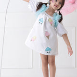 Joyful Sweet Treats Frilly Sleeves Tunic Dress
