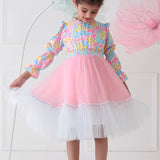 Colorful Joy Twirl Ruffles Maxi Dress