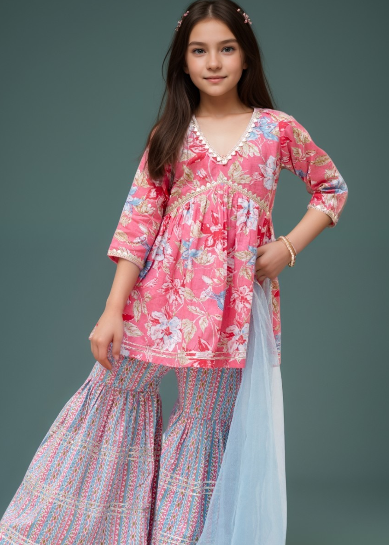 Festive Floral Sharara Set