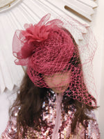 Load image into Gallery viewer, Derby Style Berry Mesh Fascinator
