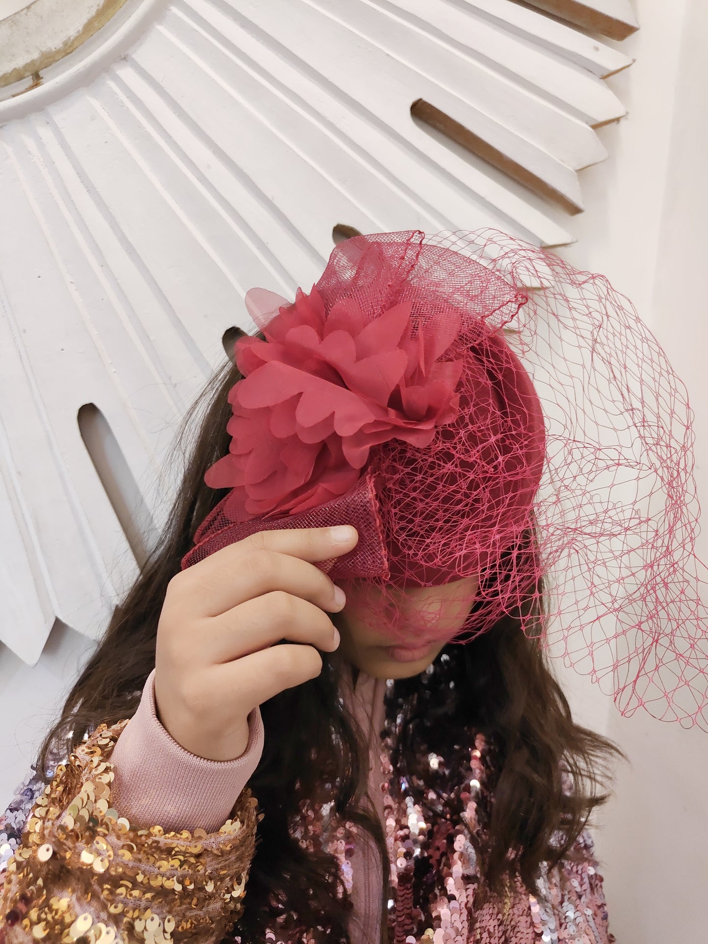 Derby Style Berry Mesh Fascinator