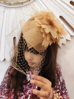 Load image into Gallery viewer, Derby Style Golden Mesh Fascinator
