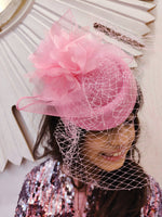 Load image into Gallery viewer, Derby Style Pink Mesh Fascinator
