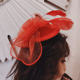 Hat Red Fascinator with Veil