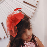 Hat Red Fascinator with Veil