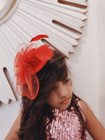 Load image into Gallery viewer, Hat Red Fascinator with Veil
