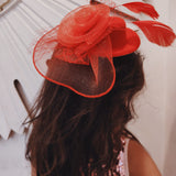 Hat Red Fascinator with Veil