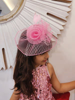 Load image into Gallery viewer, Hat Pink Fascinator with Veil
