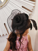 Load image into Gallery viewer, Hat Black Fascinator with Veil
