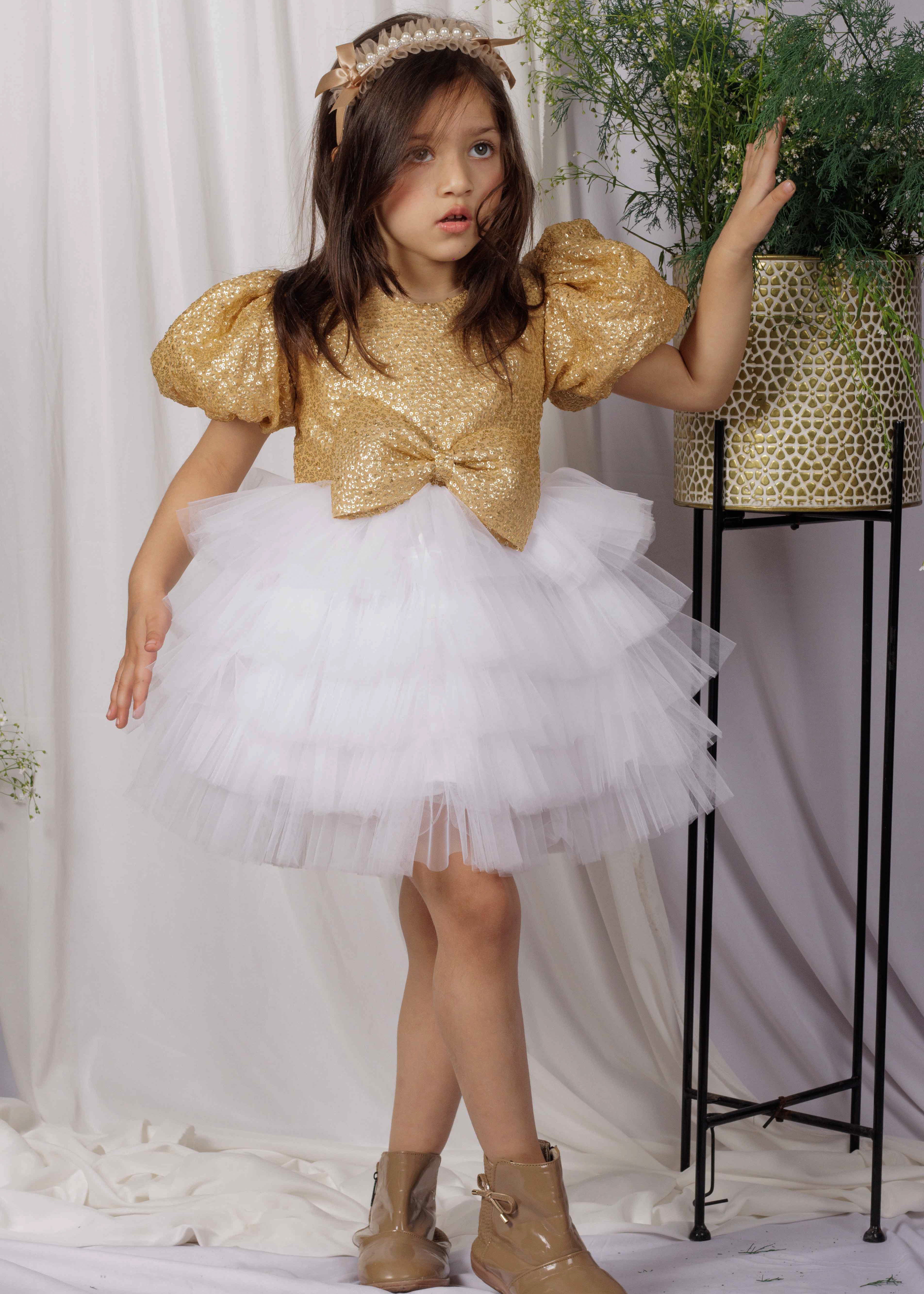 Ivory Elegance Ruffles Frock - Main Image