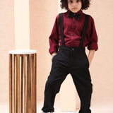 Maroon Dapper Shirt Pant With Bowtie ( 3pc set )