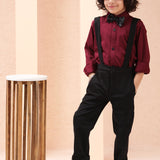 Maroon Dapper Shirt Pant With Bowtie ( 3pc set )
