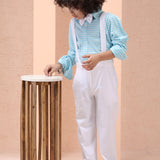 Sky Stripes Shirt Pant With Bowtie ( 3pc set )