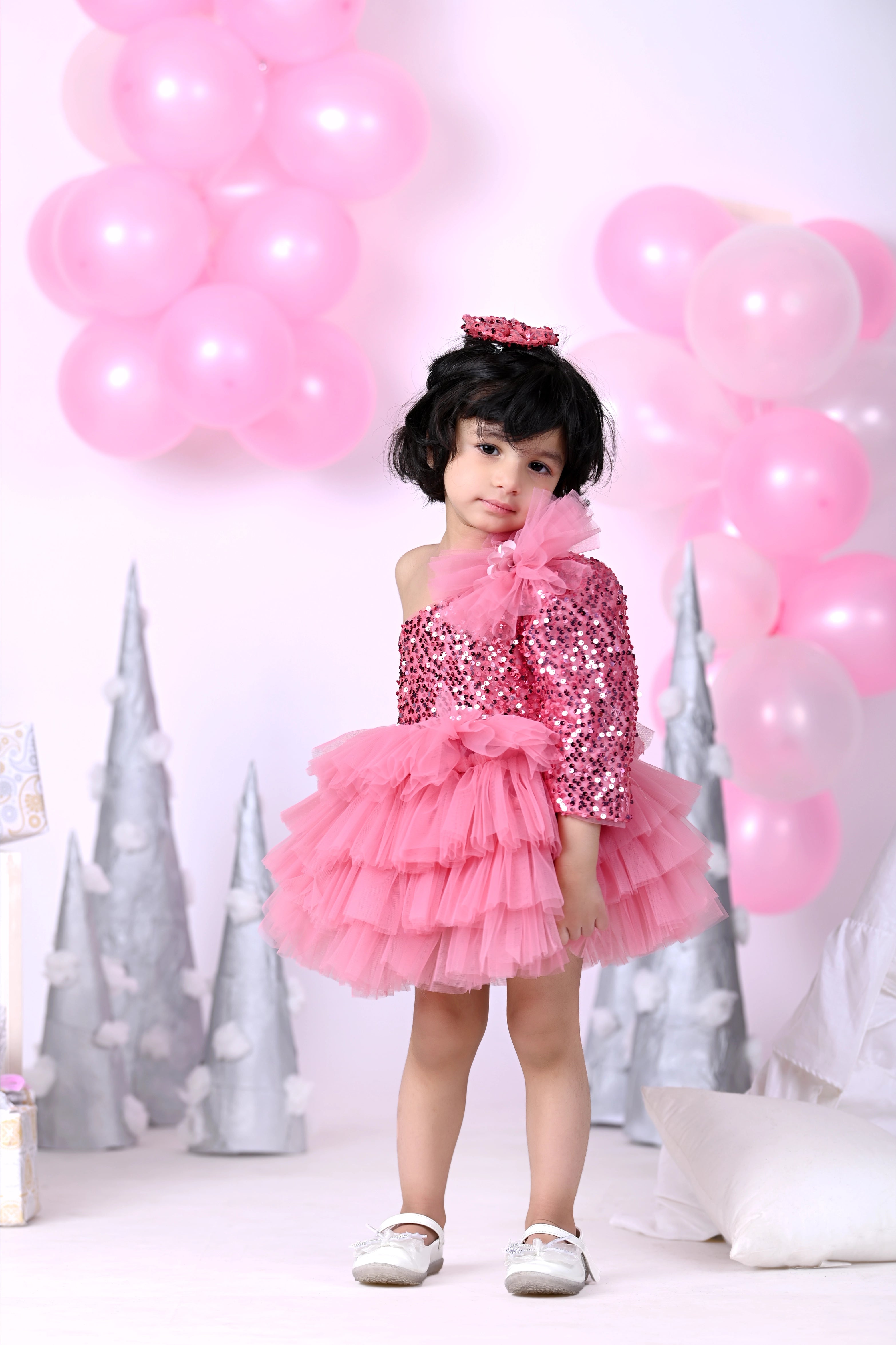 Sparkling Frock with Cascade of Ruffles