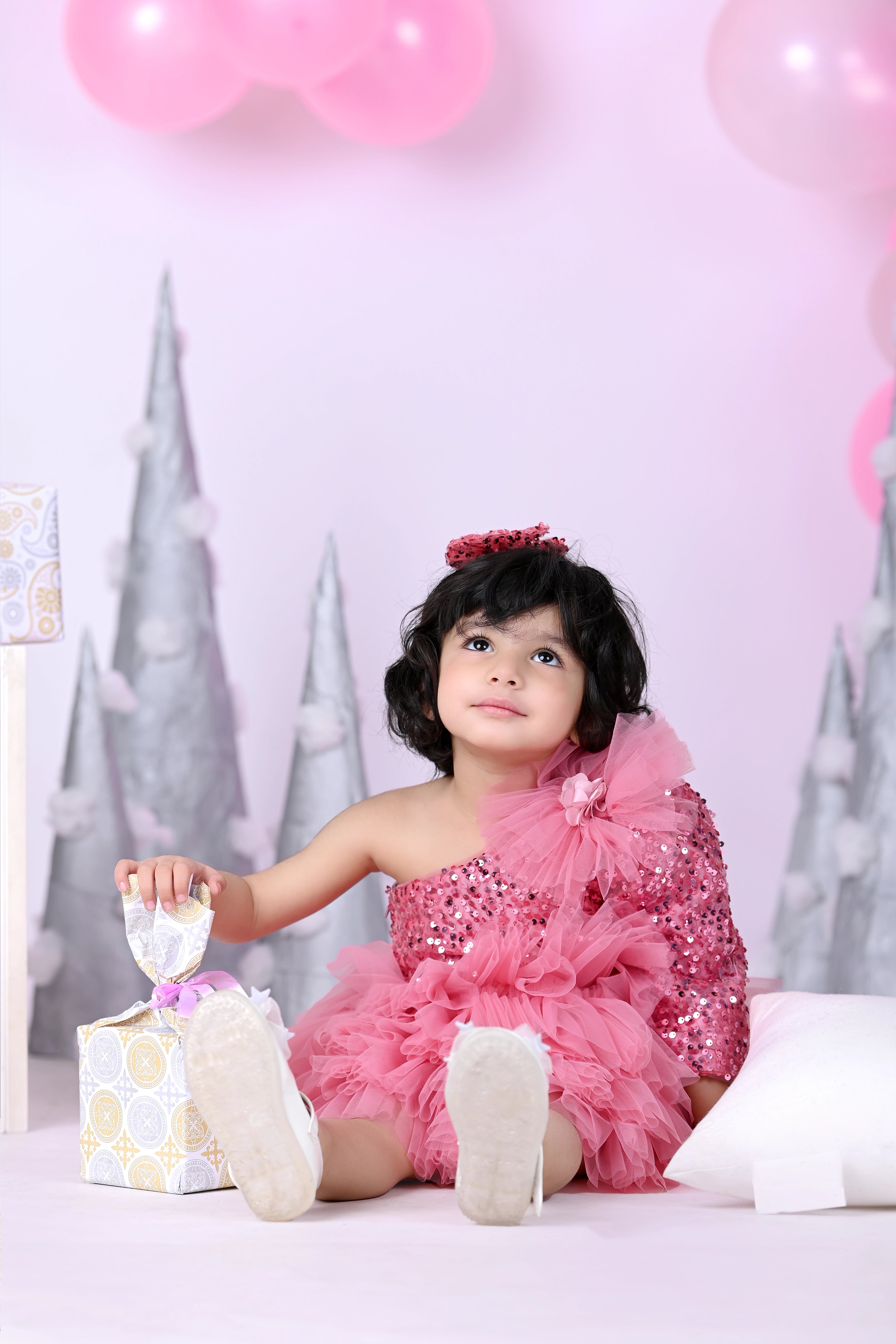 Dusty Pink Ruffle Frock for Girls