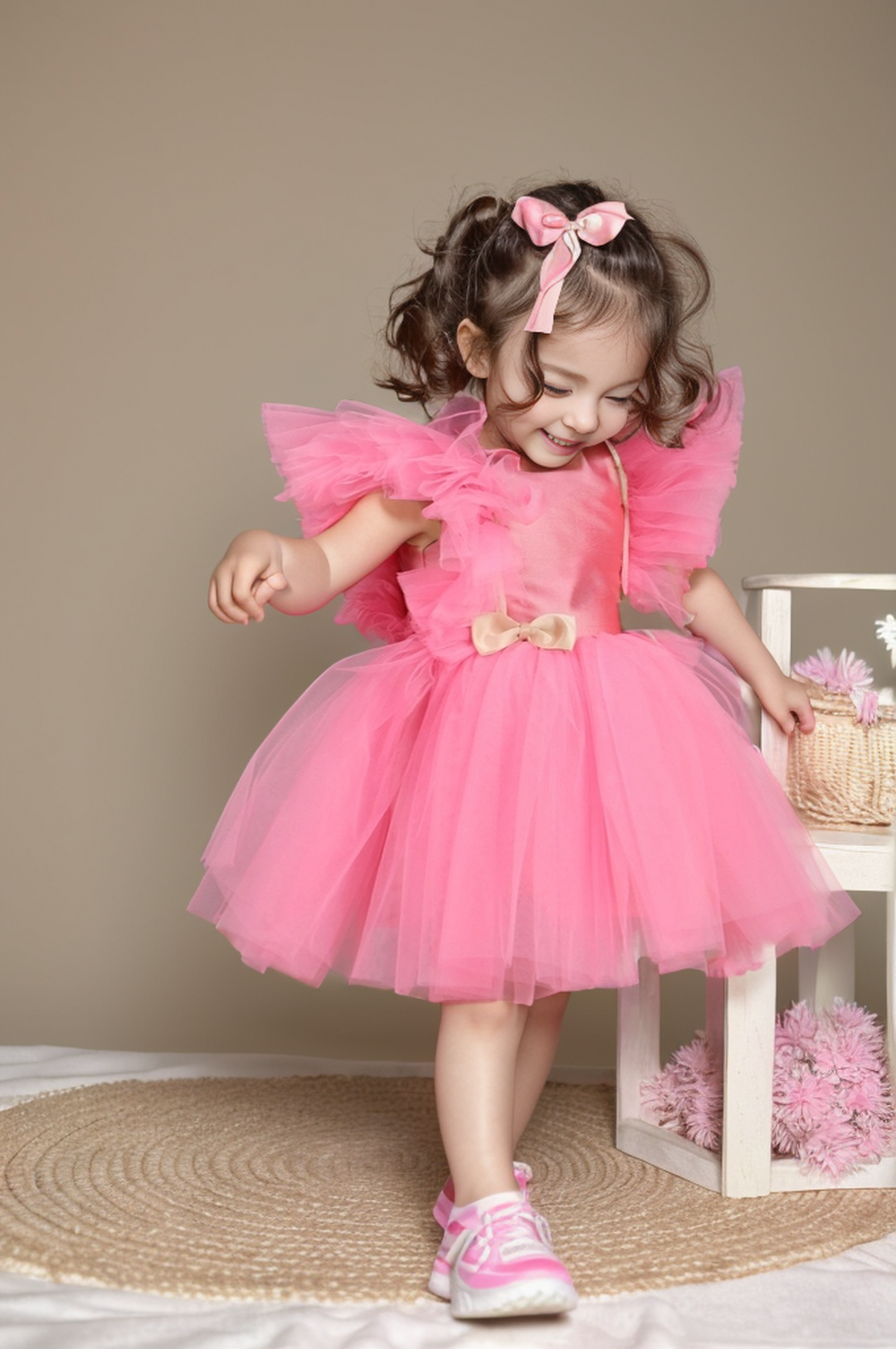 2 Piece Girls Christening Dress w/Butterflies - 3660