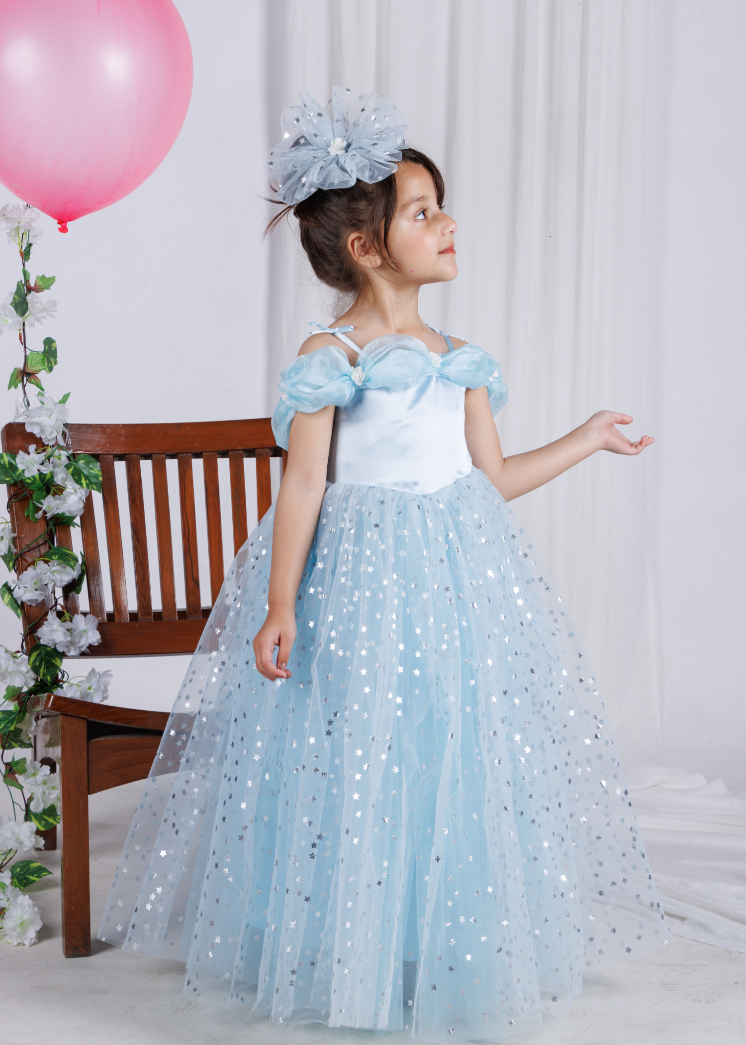 Seagreen Hilow Party Dress Birthday party gowns for girls Kids
