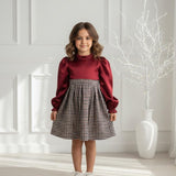 Maroon Melody Checks Party Frock