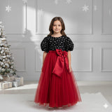 Starry Maroon Velvet Party Gown