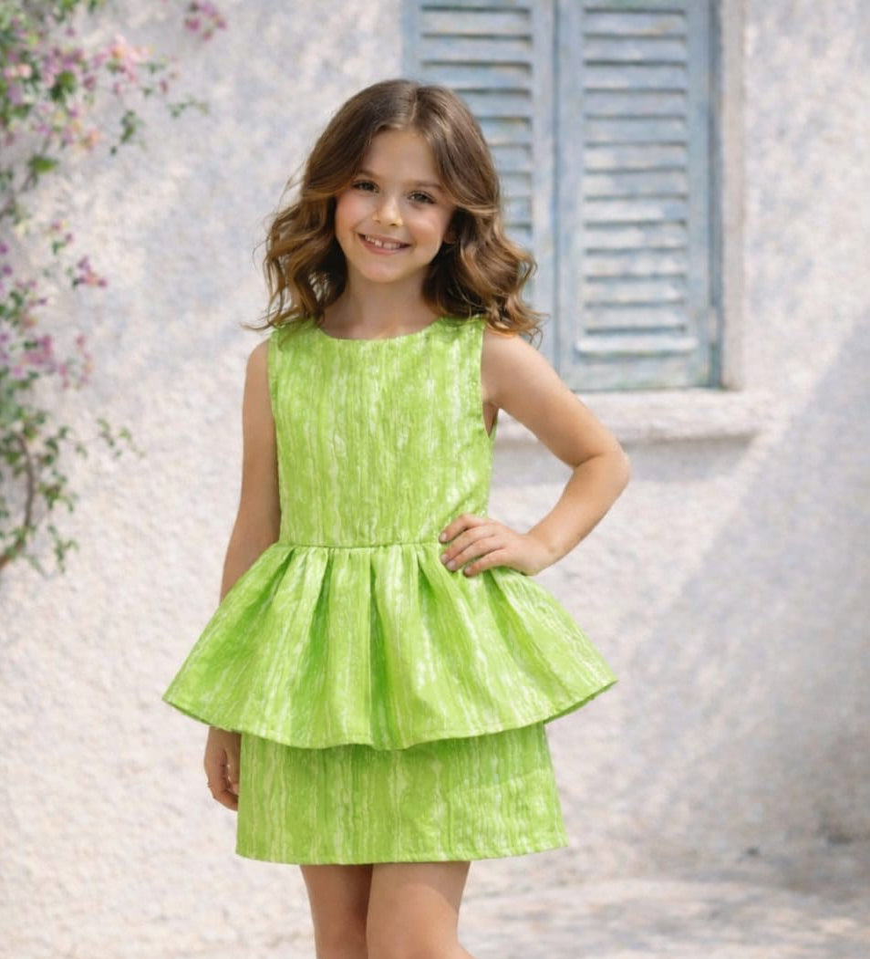 lime green peplum dress Lime KarenMillen Bonded Satin Peplum Pencil Woven Midi Dress