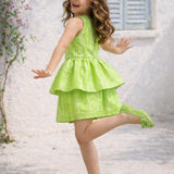 Lime-Hue Peplum Dress