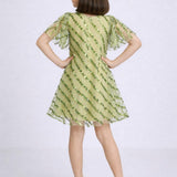 Diagonal Sequin Lime Dress