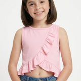 Pink Overlap Frill Tee