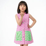 Chevron Contrast Pocket Dress