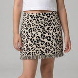 Twill Frayed Skirt