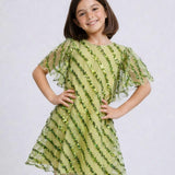 Diagonal Sequin Lime Dress