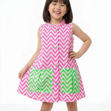 Chevron Contrast Pocket Dress