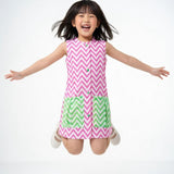 Chevron Contrast Pocket Dress