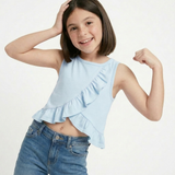 Blue Overlap Frill Tee