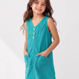 Turquoise Corduroy Pinafore Dress
