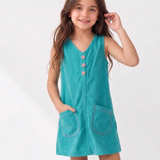 Turquoise Corduroy Pinafore Dress