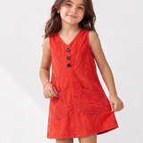 Red Corduroy Pinafore Dress