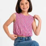 Gingham Balloon Top