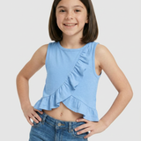 Blue Overlap Frill Tee
