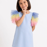 Rainbow Tulle Sleeve Dress