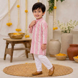 Gulabi Zari Boys Kurta Set