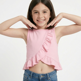 Pink Overlap Frill Tee