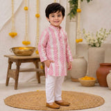 Gulabi Zari Boys Kurta Set
