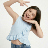 Blue Overlap Frill Tee