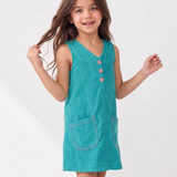 Turquoise Corduroy Pinafore Dress