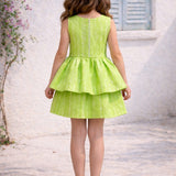Lime-Hue Peplum Dress