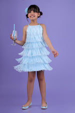 Load image into Gallery viewer,  Blue Hawaiian Fringe Tunic Dress
