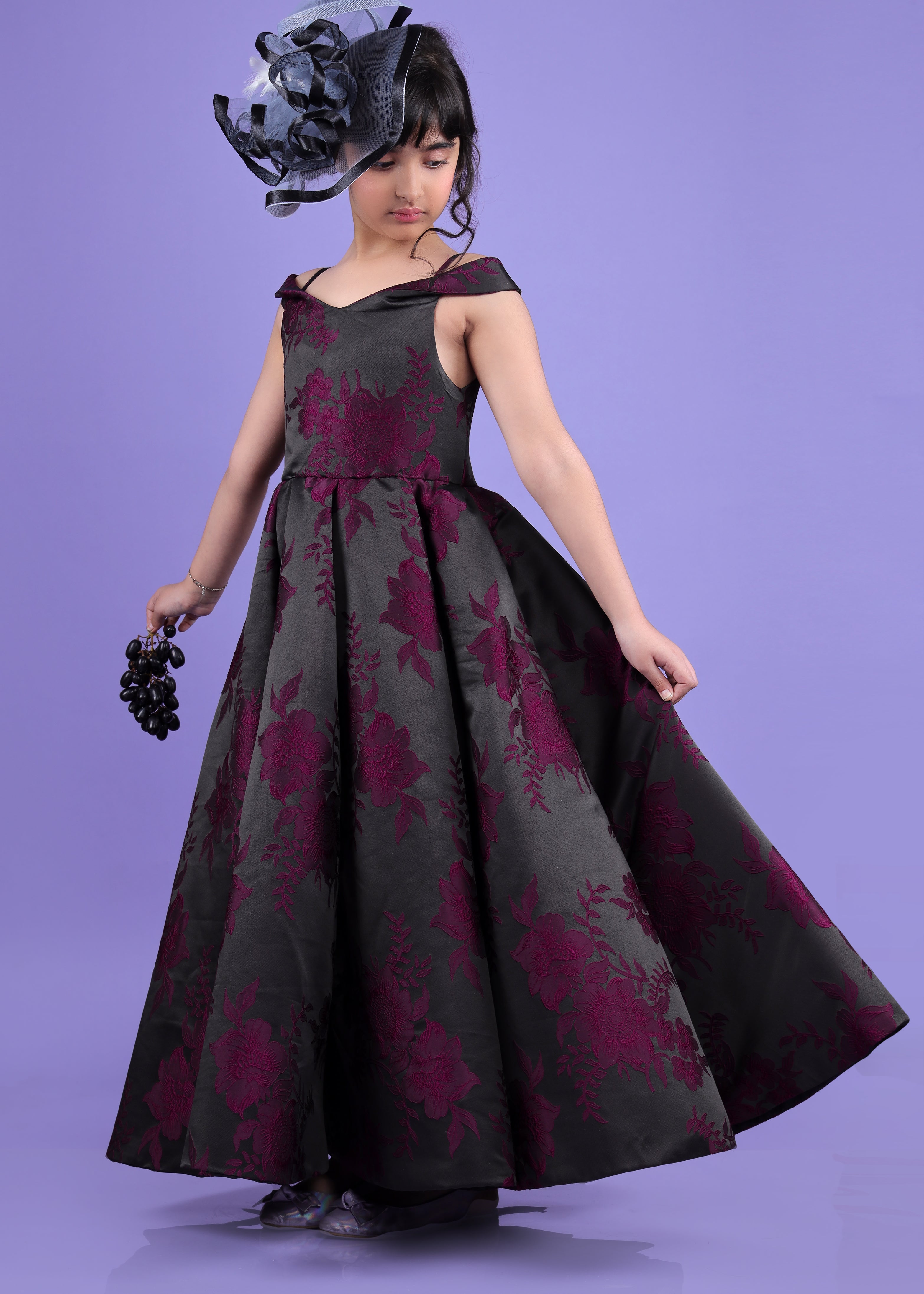 Black Panel Gowns for Girls 
