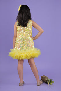 Dazzling Yellow Tunic Party Dress