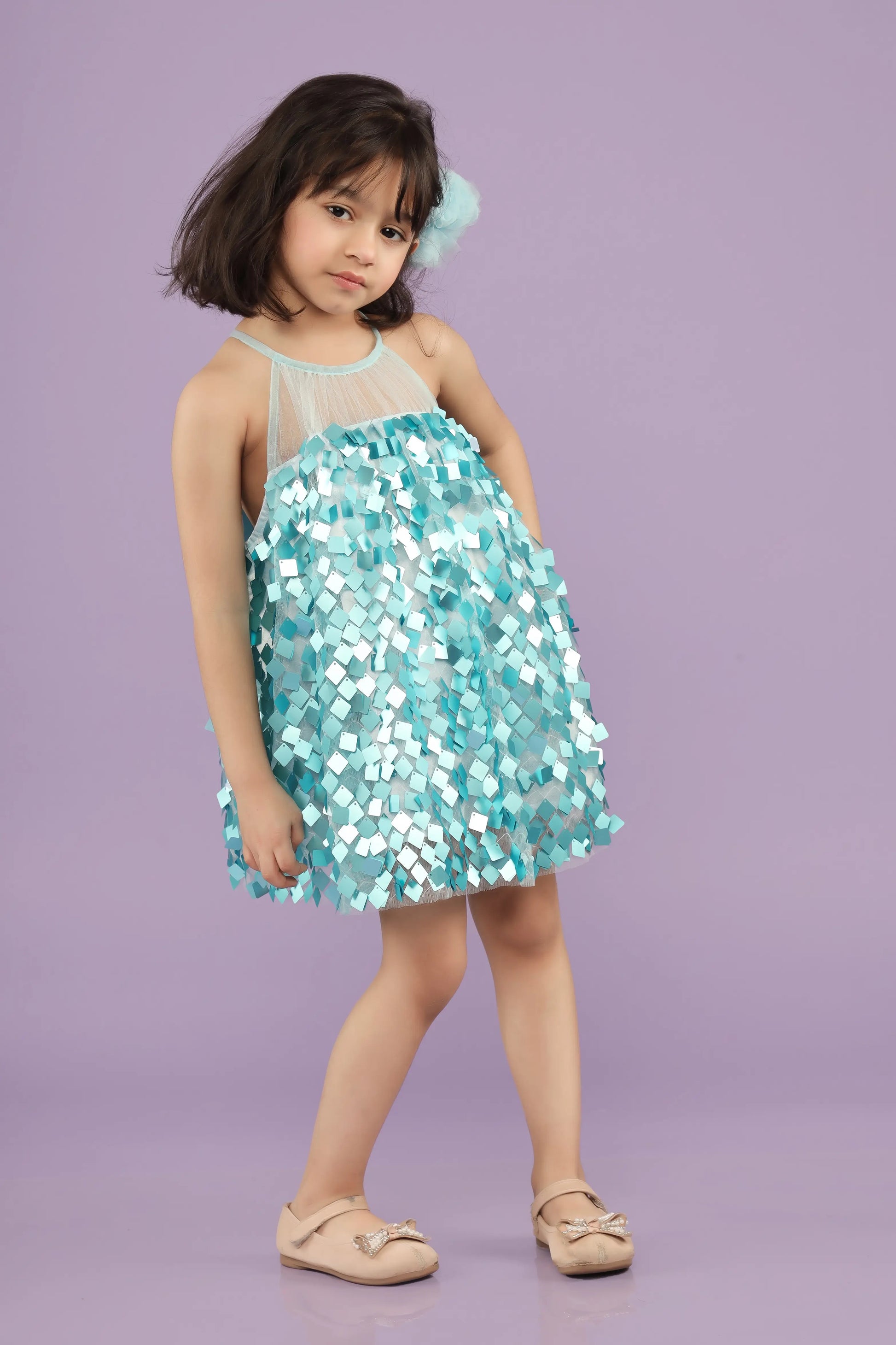 Blue Sparkler Tunic Dress for Little Girls